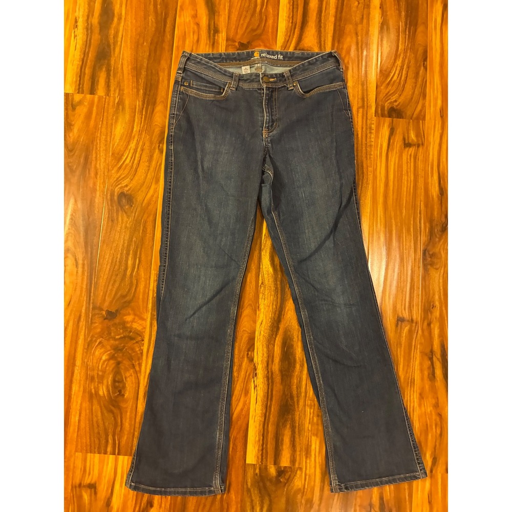 Carhartt Relaxed Fit Bootcut Jeans Dark‎ Wash Denim Workwear Skater Gorpcore 6